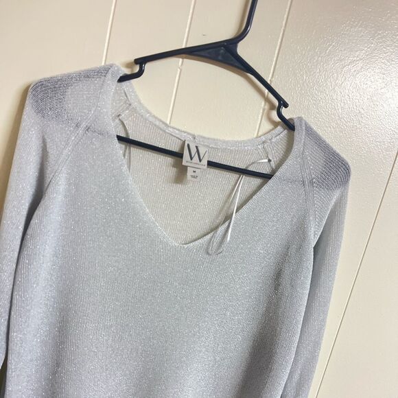 NWT Lightweight Silver Metallic Sweater Sz M - Picture 7 of 8